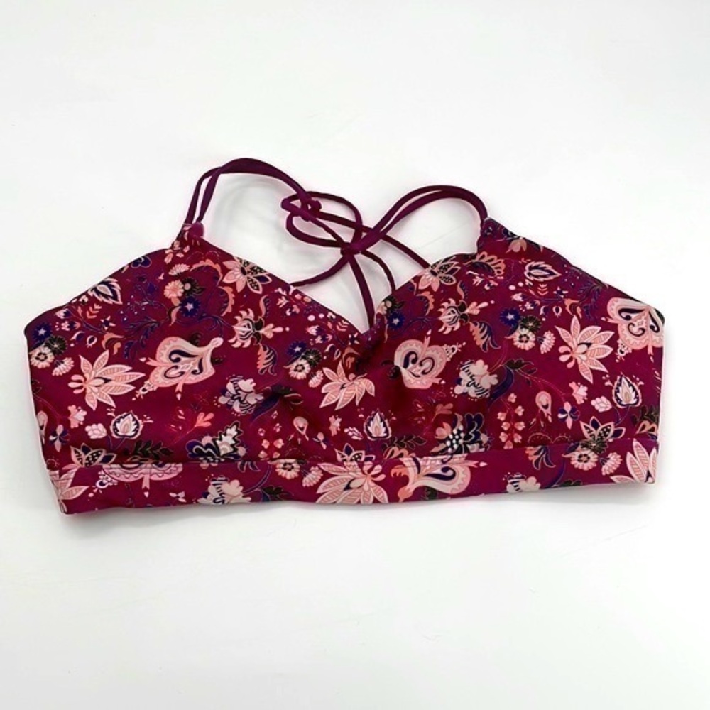 UEC Lorna Jane maroon floral sports bra size small. Light padding. Worn twice